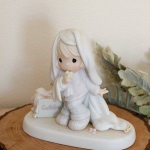 Precious Moments Girl with curtain figurine, June